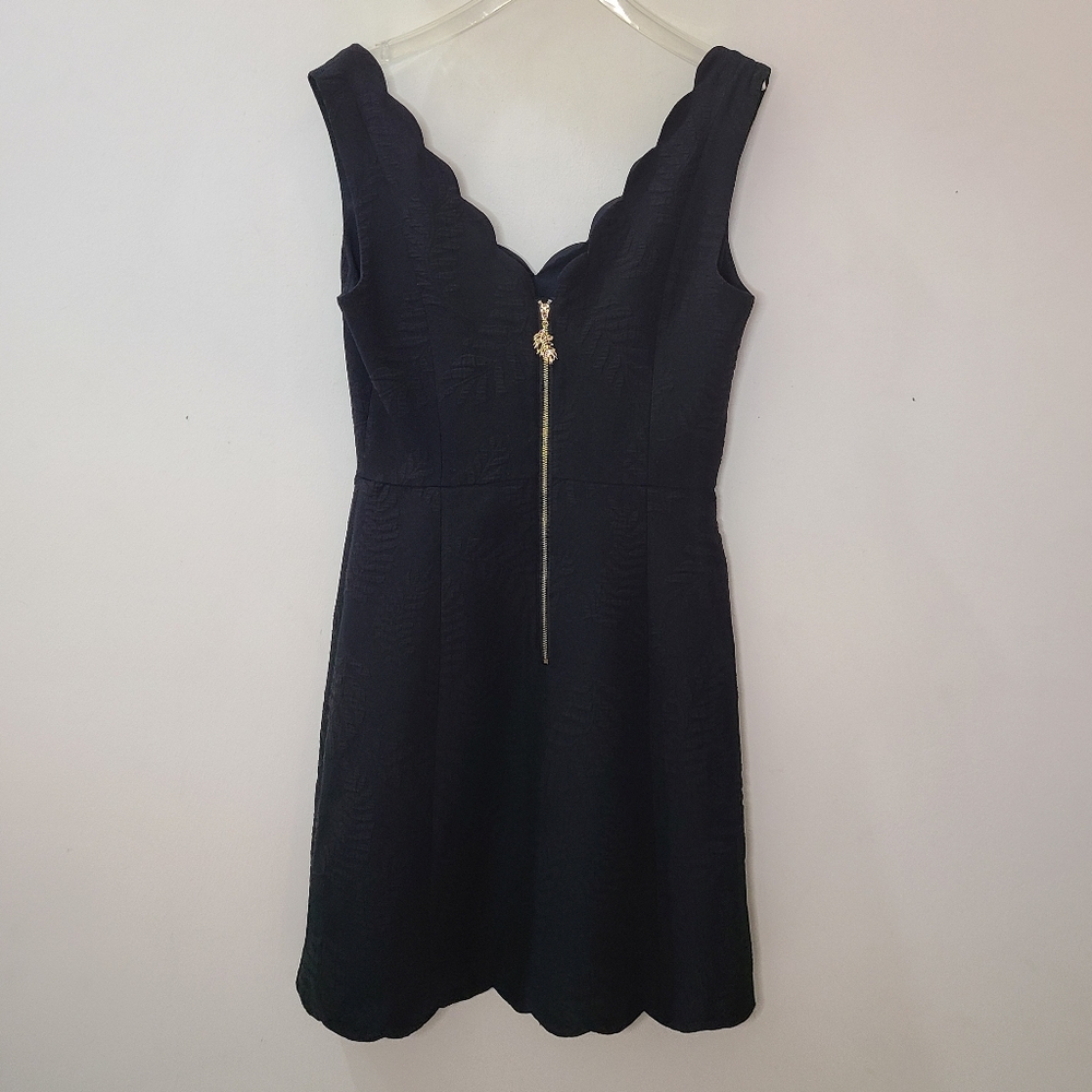 Lilly Pulitzer Sabeen Sleeveless Dress in Black Onyx Fern Pucker Jacquard Sz 4 - Picture 6 of 16